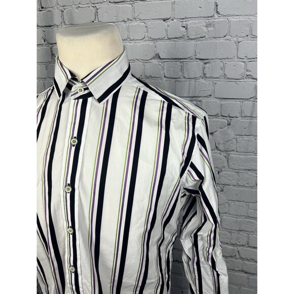 Robert Graham Men’s SZ Medium Long Sleeve Button Front Shirt Multicolor Striped - Picture 9 of 14